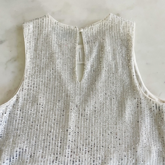 Marciano by Guess, Leanna Sequin Top in Silver & Vanilla - Picture 10 of 15